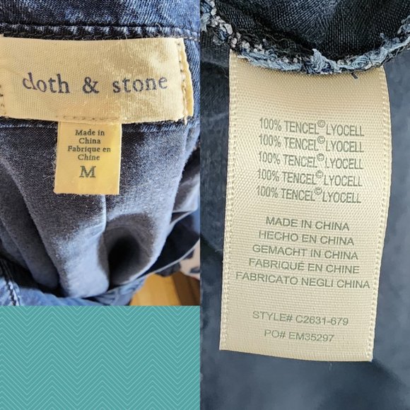 Cloth & Stone Blue Chambray Tencel Split Back Shirt - Picture 3 of 3